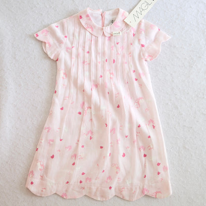 Y2K Magil Baby Pink Tulip Print Pintuck Toddler Dress, 3T?