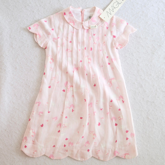 Y2K Magil Baby Pink Tulip Print Pintuck Dress, 3T?