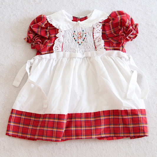 Vintage Polly Flinders Red Tartan Plaid Smocked Dress, 24M