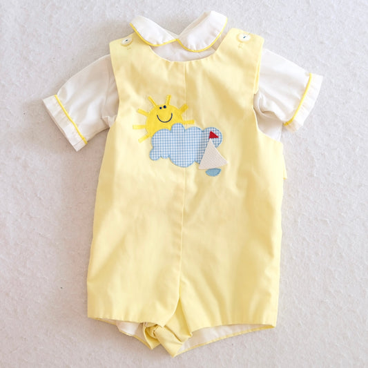 Vintage Chocolate Soup Yellow Sun & Sailboat Romper Set, 3T