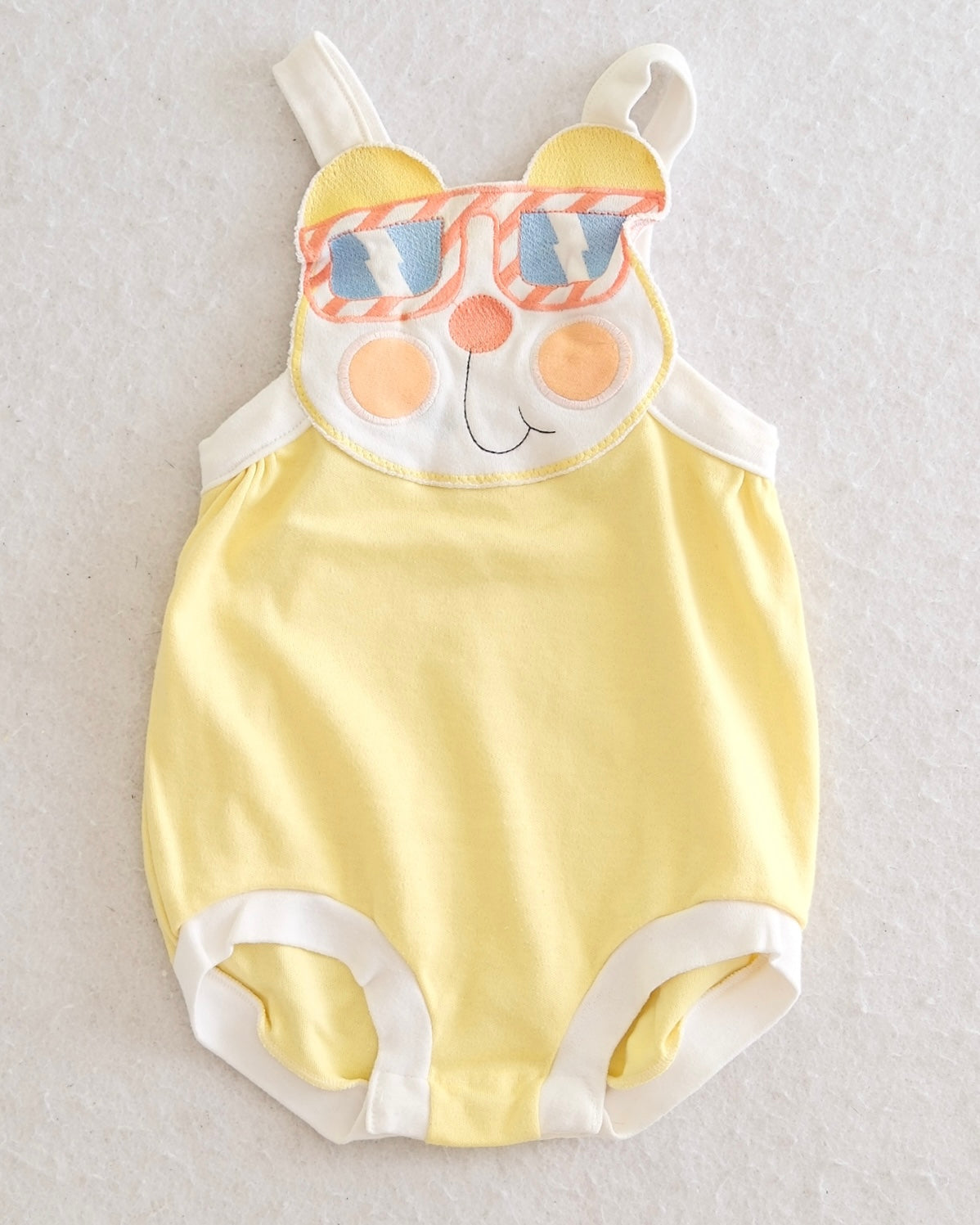 Vintage Carter's Yellow Bear Sunglasses Baby Bubble Romper: 24 Months