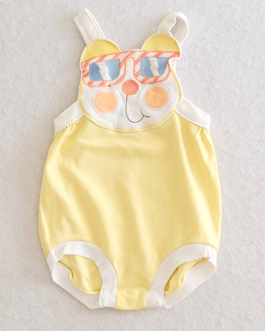 Vintage Carter's Yellow Bear Sunglasses Baby Bubble Romper: 24 Months
