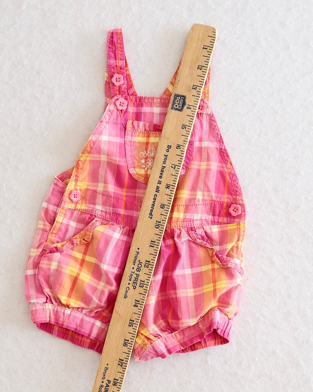 Y2K OshKosh B'Gosh Pink & Orange Plaid Baby Bubble Shortall: 12m