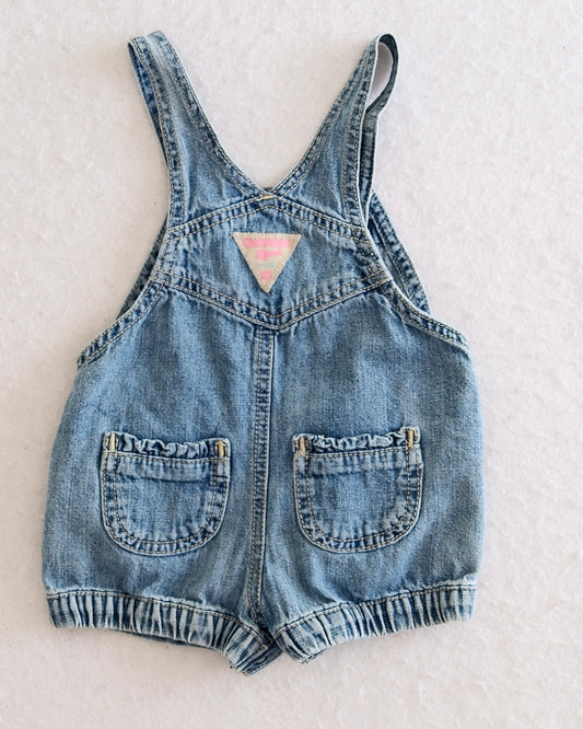 Y2K OshKosh B'Gosh Light Wash Denim Embroidered Baby Bubble Shortall: 12m