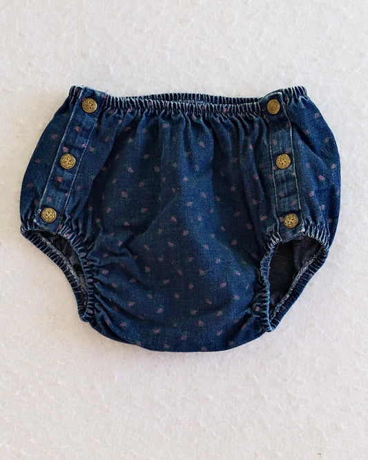 Vintage OshKosh B'Gosh Dark Wash Floral Denim Baby Bloomers: 18m?