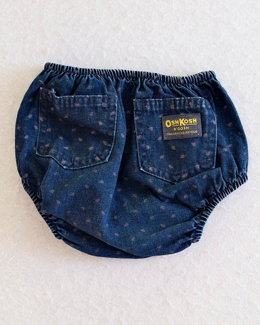 Vintage OshKosh B'Gosh Dark Wash Floral Denim Baby Bloomers: 18m?
