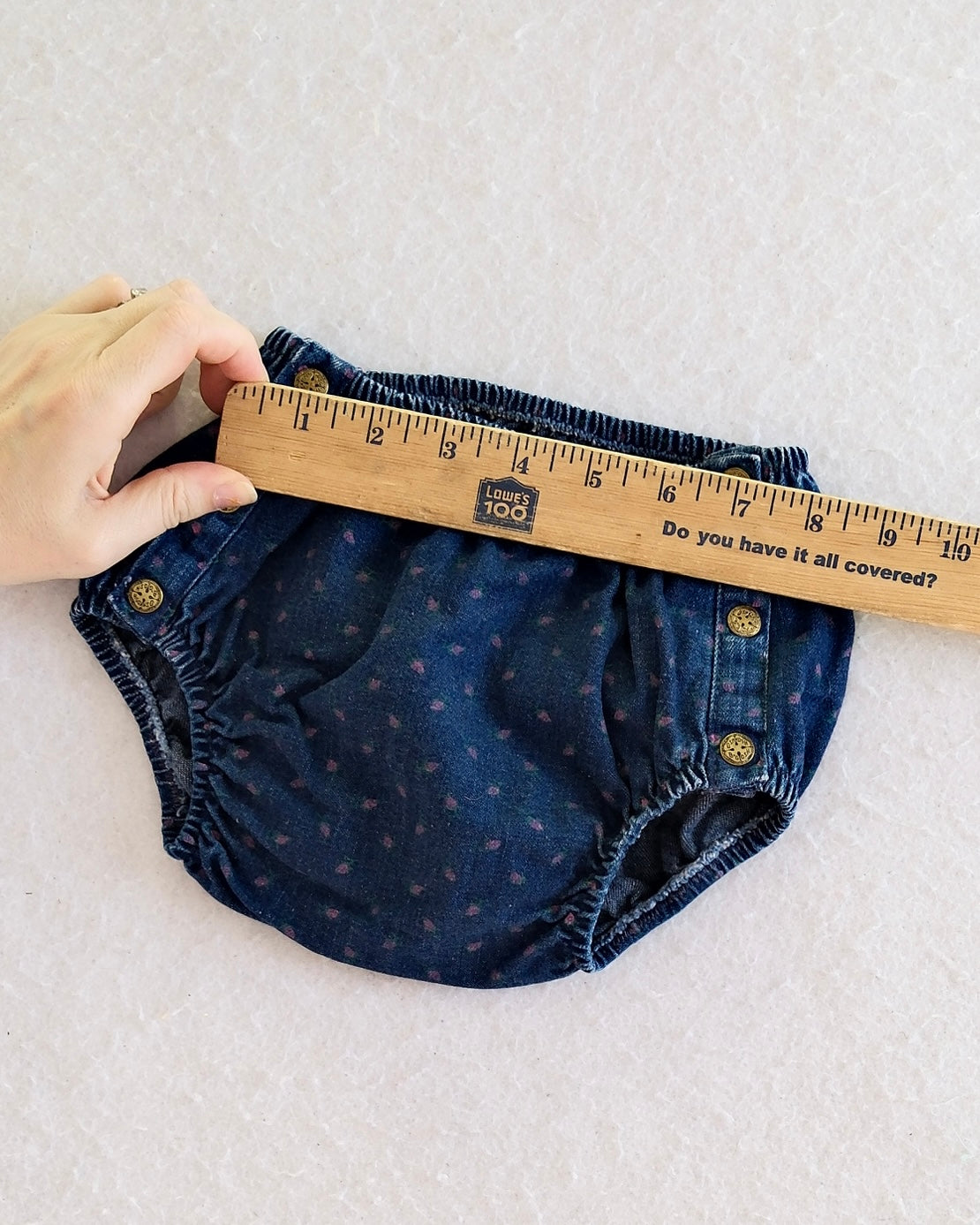 Vintage OshKosh B'Gosh Dark Wash Floral Denim Baby Bloomers: 18m?