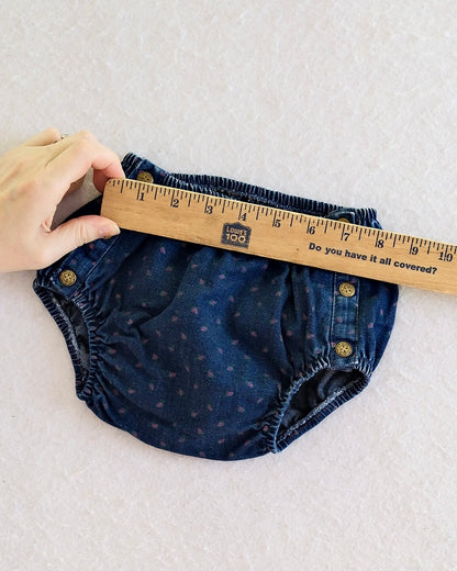 Vintage OshKosh B'Gosh Dark Wash Floral Denim Baby Bloomers: 18m?