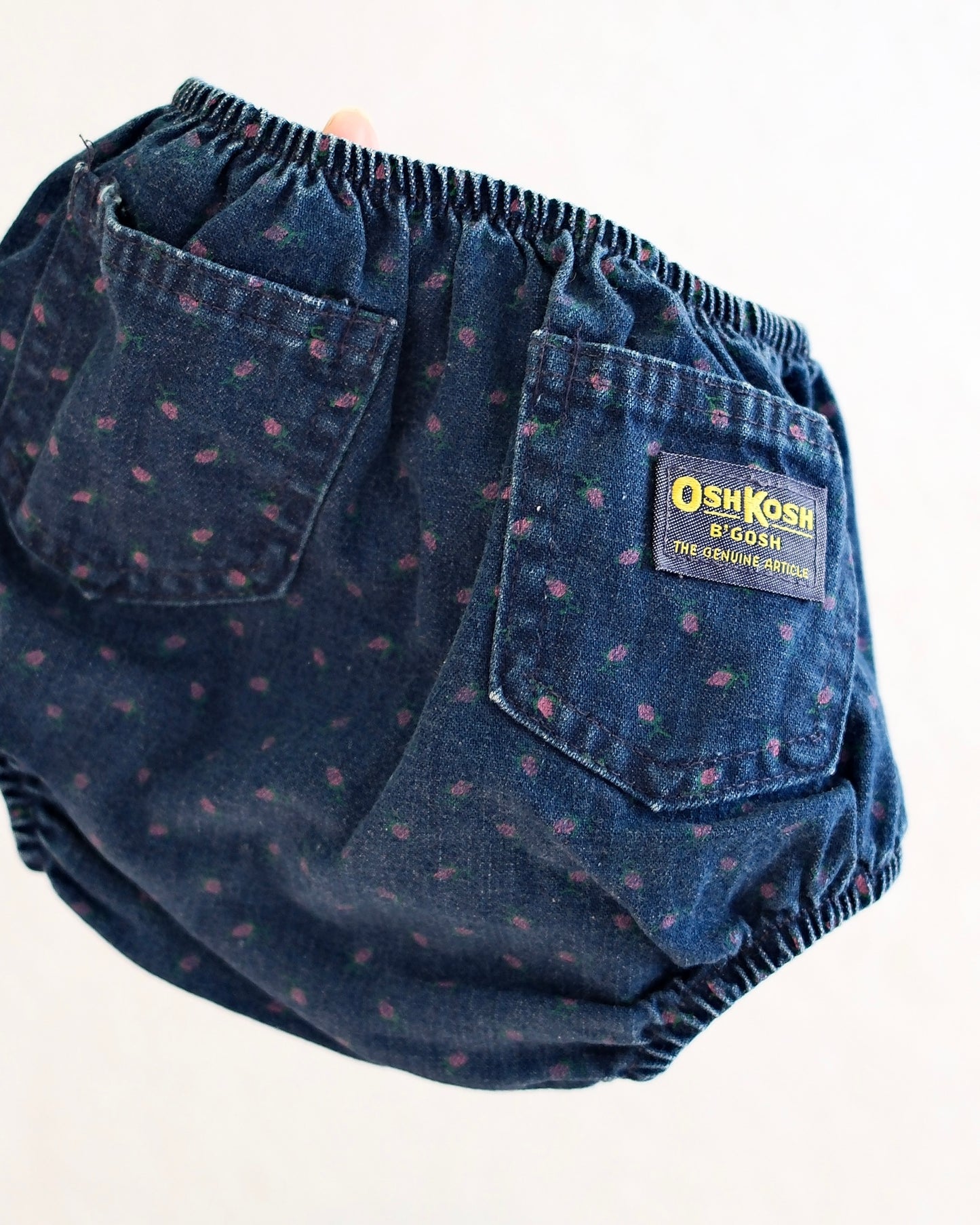 Vintage OshKosh B'Gosh Dark Wash Floral Denim Baby Bloomers: 18m?
