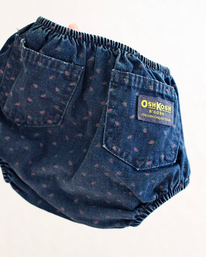 Vintage OshKosh B'Gosh Dark Wash Floral Denim Baby Bloomers: 18m?