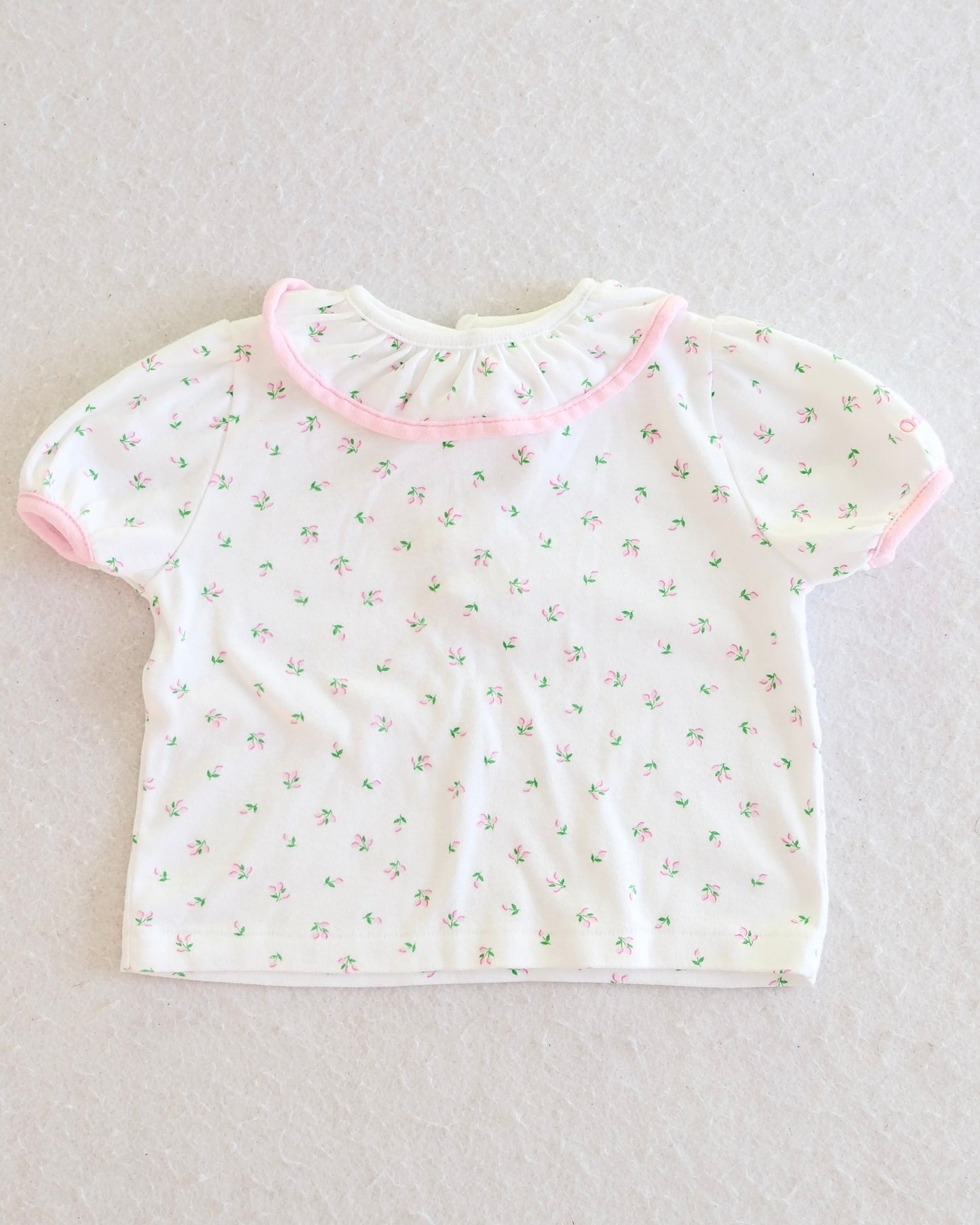 Vintage OshKosh Ditsy Floral Ruffle Collar Baby Top: 24 Months