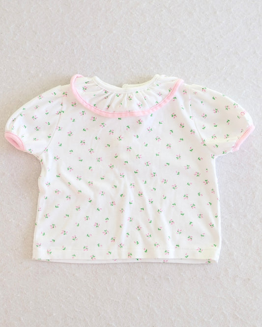 Vintage OshKosh Ditsy Floral Ruffle Collar Baby Top: 24 Months