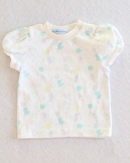 Vintage OshKosh B'Gosh Pastel Balloon Animal Puff Sleeve Baby Top: 3/6m+