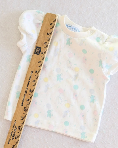 Vintage OshKosh B'Gosh Pastel Balloon Animal Puff Sleeve Baby Top: 3/6m+