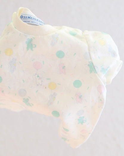 Vintage OshKosh B'Gosh Pastel Balloon Animal Puff Sleeve Baby Top: 3/6m+