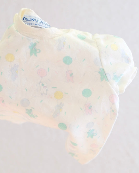 Vintage OshKosh B'Gosh Pastel Balloon Animal Puff Sleeve Baby Top: 3/6m+