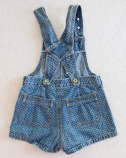 Vintage Real Clothes Woven Print Denim Racerback Toddler Overall Shorts: 3X
