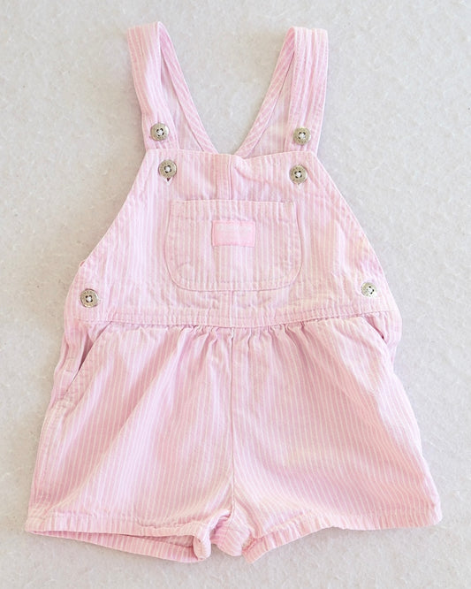 Vintage OshKosh B'Gosh Pink Stripe Baby Shortall Overalls: 18 Months