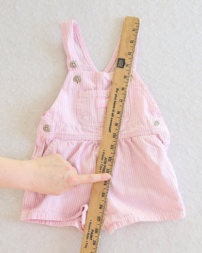 Vintage OshKosh B'Gosh Pink Stripe Baby Shortall Overalls: 18 Months