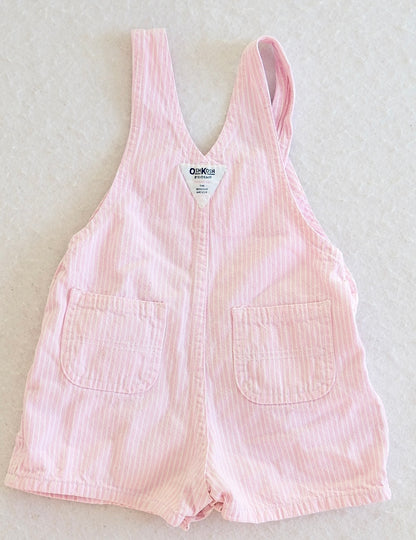 Vintage OshKosh B'Gosh Pink Stripe Baby Shortall Overalls: 18 Months