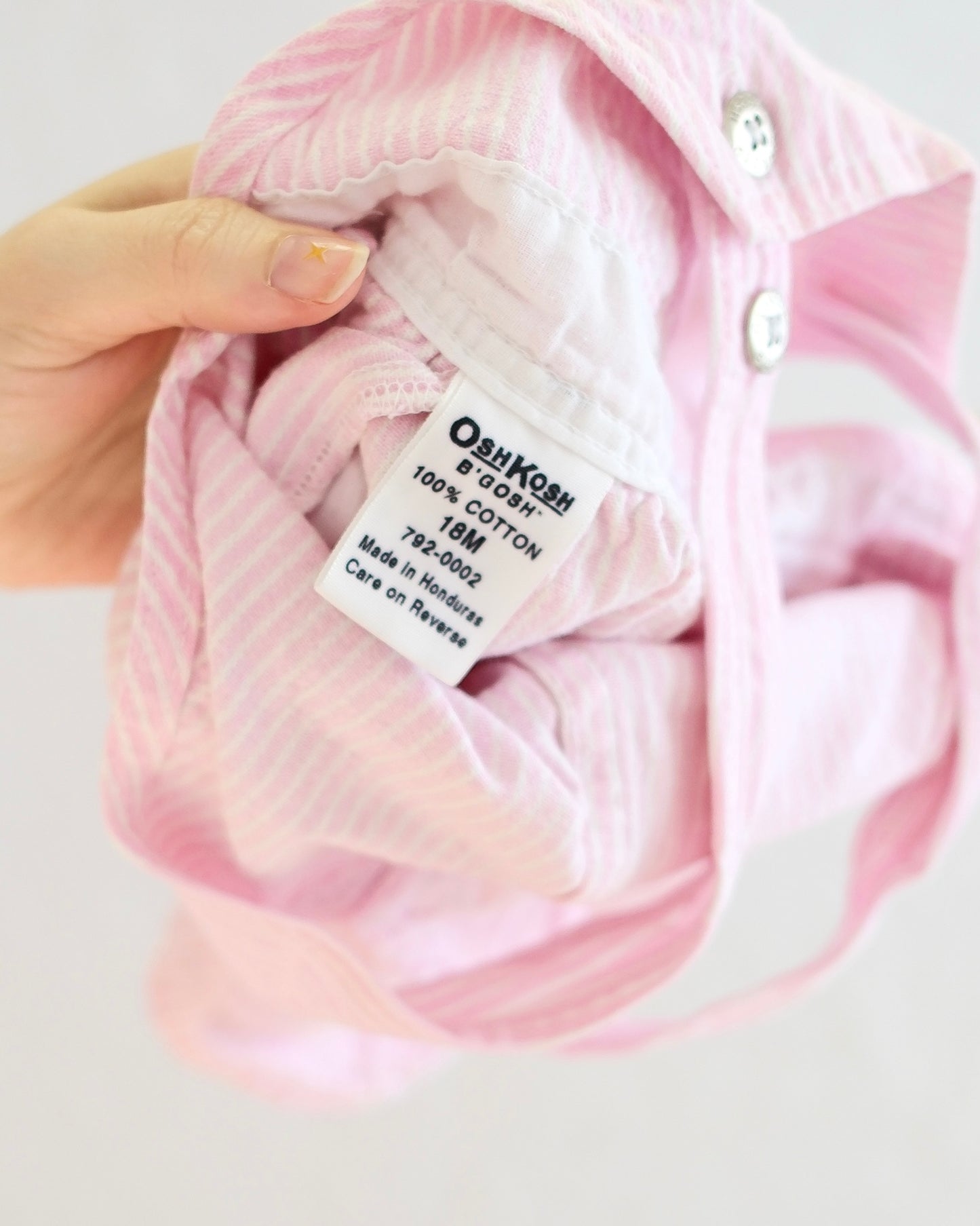 Vintage OshKosh B'Gosh Pink Stripe Baby Shortall Overalls: 18 Months