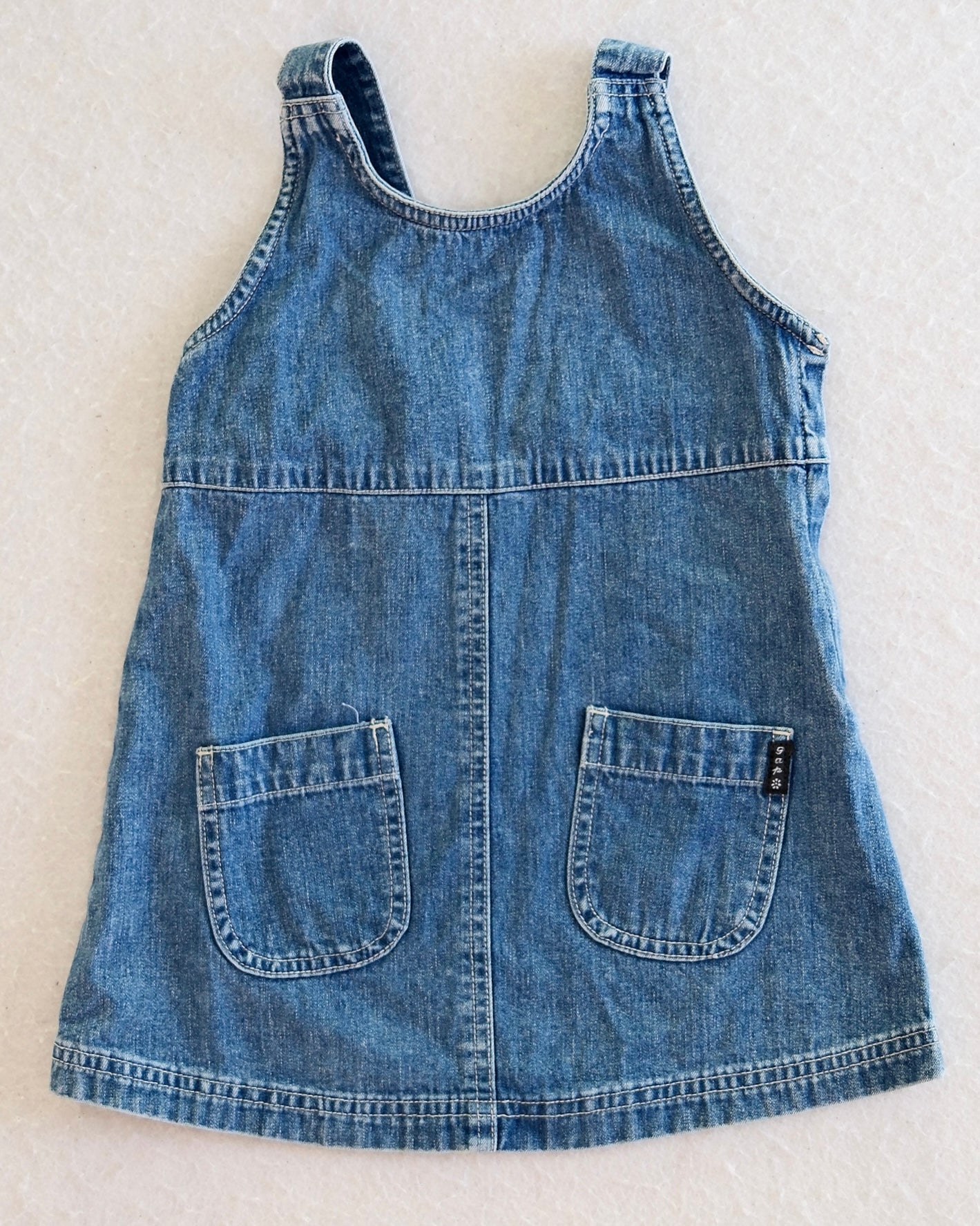 Vintage Gap Blue Jeans Medium Wash Denim Toddler Pinafore Dress: XXS/2T