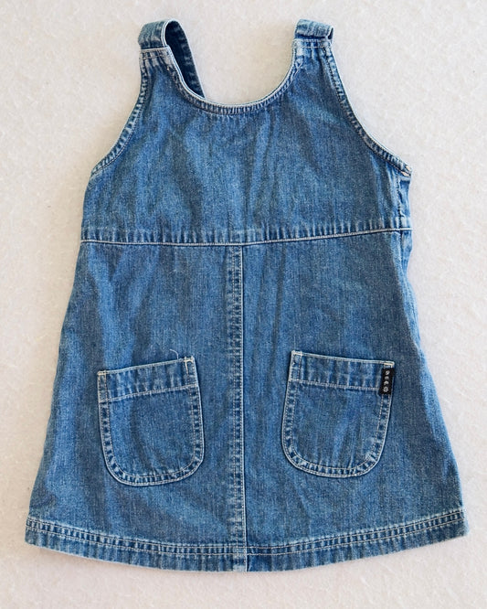 Vintage Gap Blue Jeans Medium Wash Denim Toddler Pinafore Dress: XXS/2T