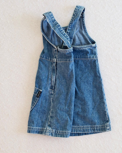 Vintage Gap Blue Jeans Medium Wash Denim Toddler Pinafore Dress: XXS/2T