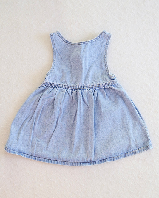 Vintage Lee Light Wash Denim Button-Front Toddler Pinafore Dress: 4T