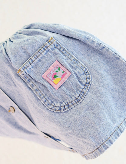 Vintage Lee Light Wash Denim Button-Front Toddler Pinafore Dress: 4T