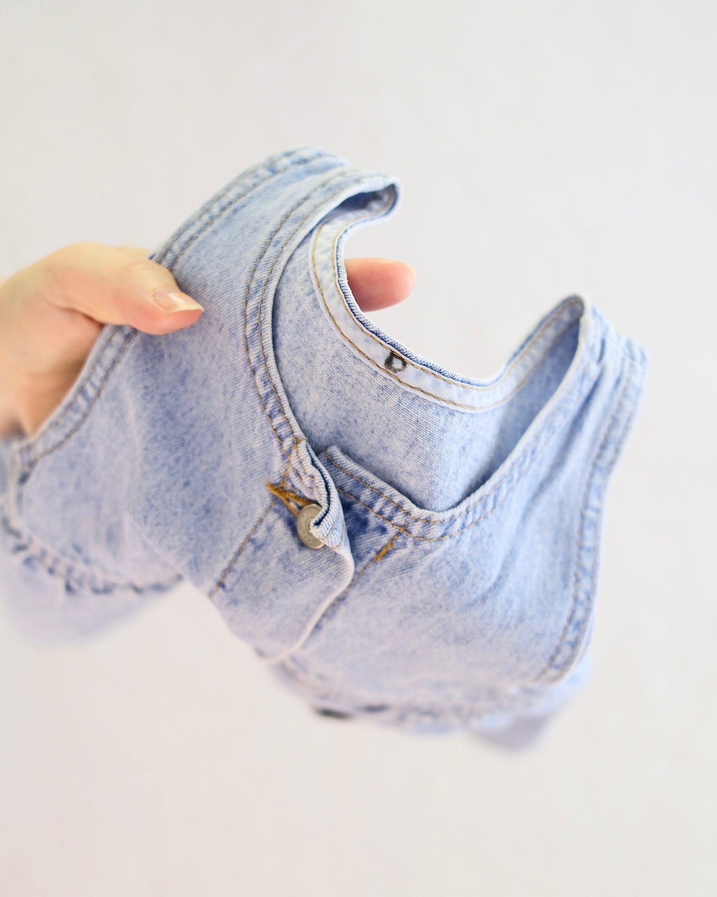 Vintage Lee Light Wash Denim Button-Front Toddler Pinafore Dress: 4T