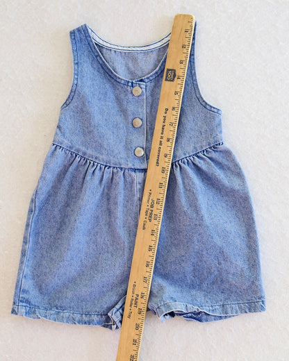 Vintage Healthtex Light Blue Wash Denim Toddler Romper: Size 3T