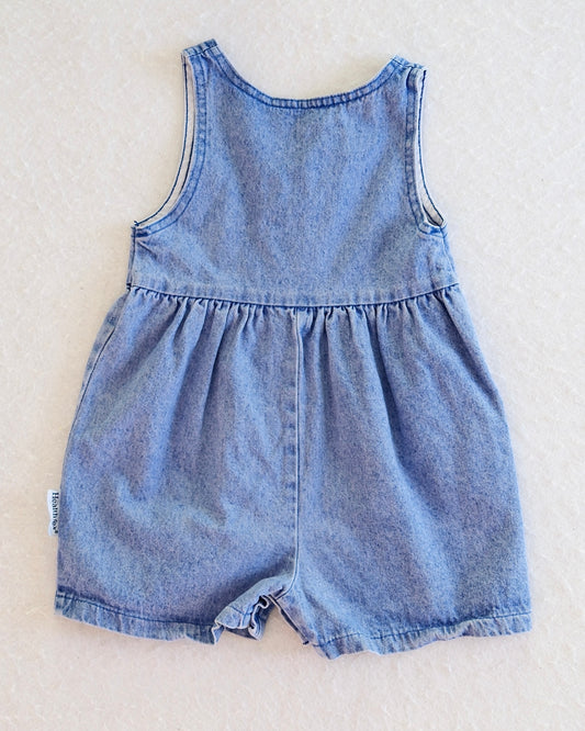 Vintage Healthtex Light Blue Wash Denim Toddler Romper: Size 3T