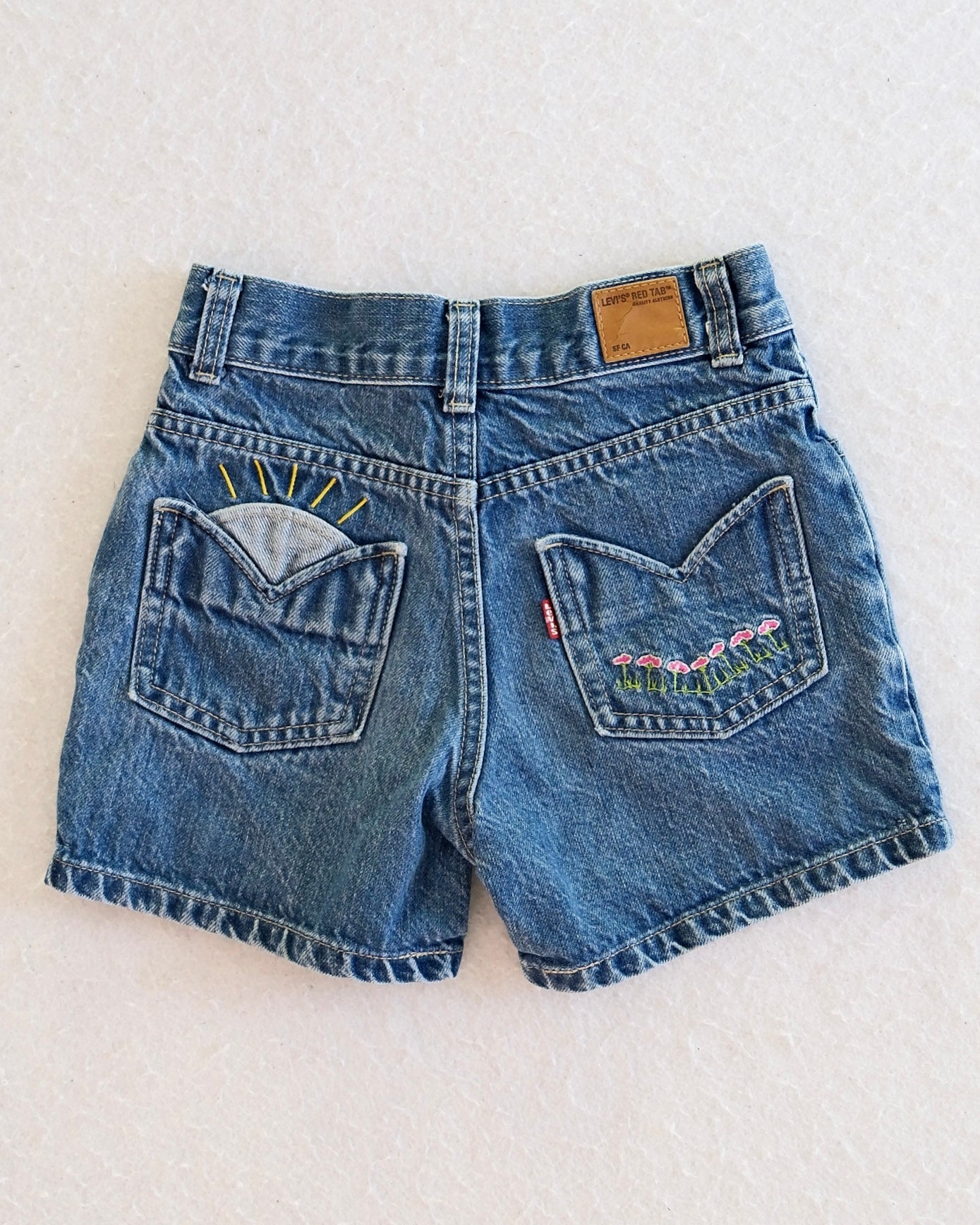 Y2K Levi's Red Tab Embroidered Denim Kids Shorts: 6X