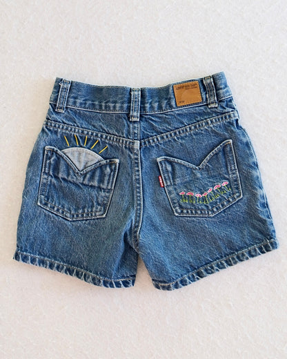 Y2K Levi's Red Tab Embroidered Denim Kids Shorts: 6X