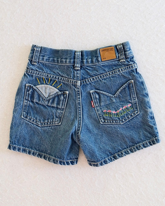 Y2K Levi's Red Tab Embroidered Denim Kids Shorts: 6X