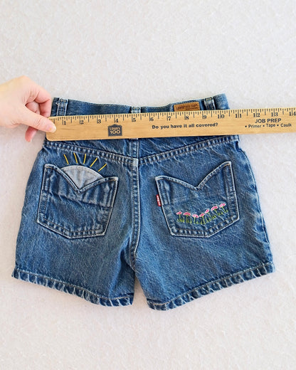 Y2K Levi's Red Tab Embroidered Denim Kids Shorts: 6X