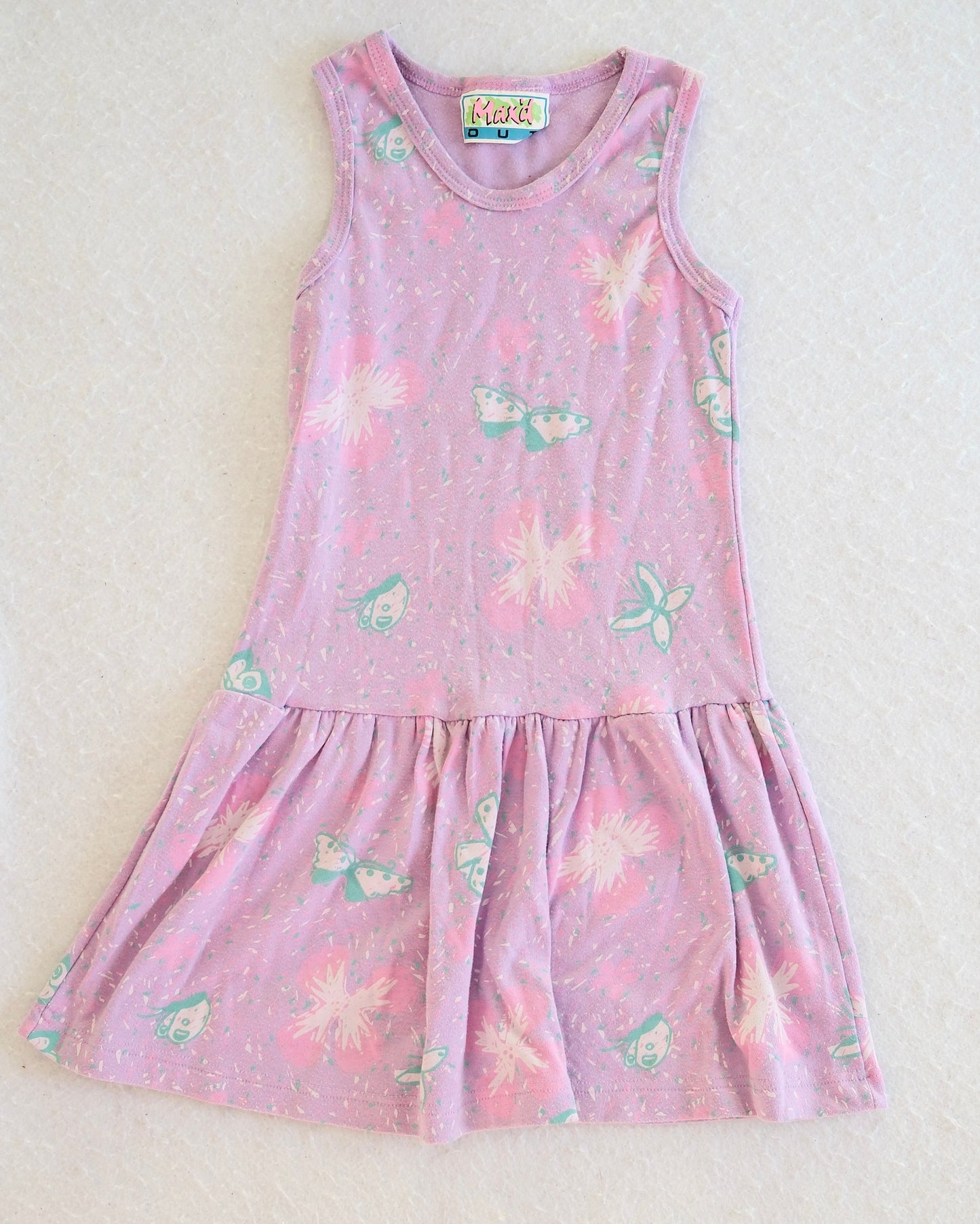 Vintage Max'd Out Purple Butterfly Drop-Waist Kids Dress: 6/7y?