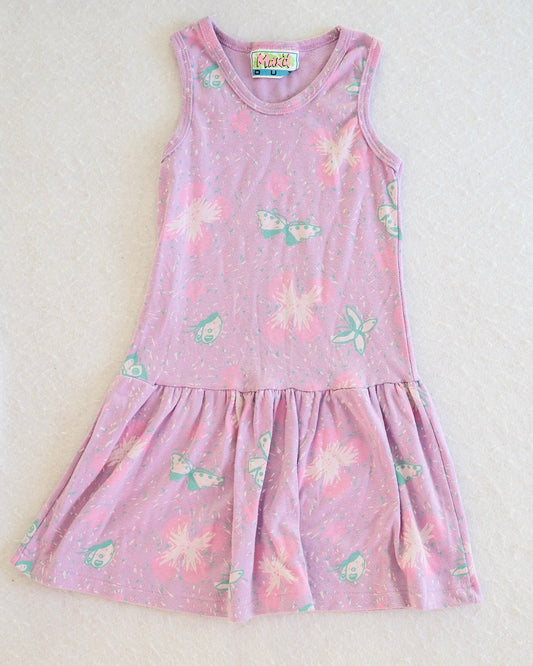 Vintage Max'd Out Purple Butterfly Drop-Waist Kids Dress: 6/7y?
