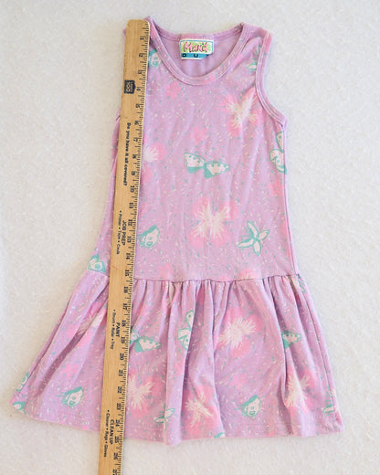 Vintage Max'd Out Purple Butterfly Drop-Waist Kids Dress: 6/7y?