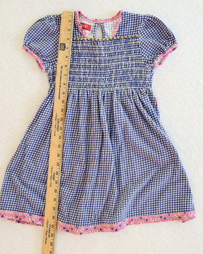 Vintage Esprit Mini Navy Gingham Smocked Kids Dress: 6y