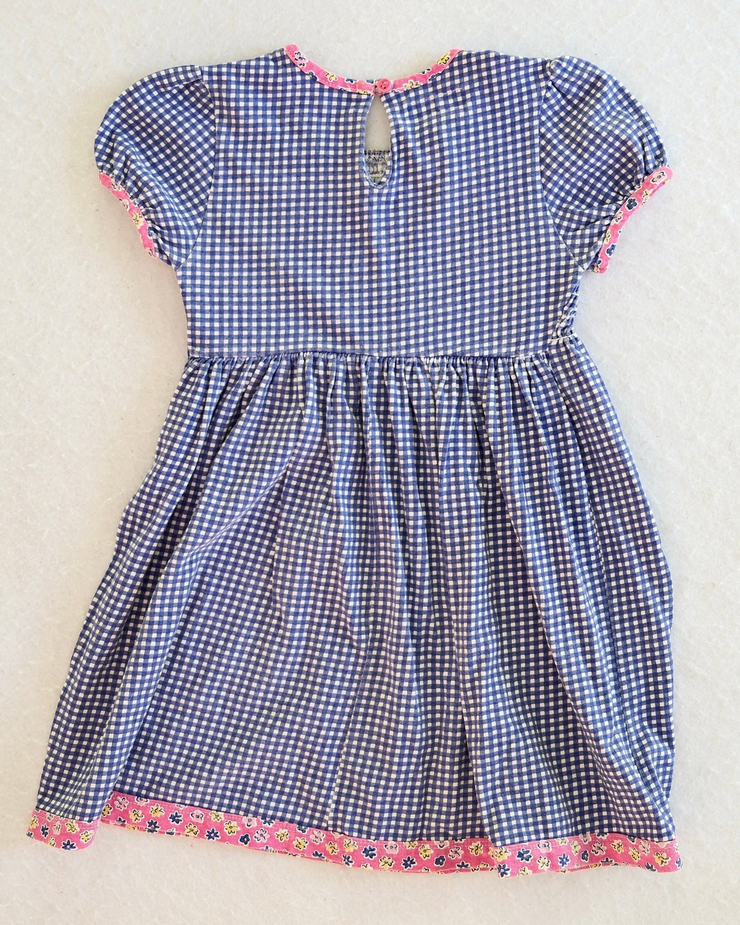 Vintage Esprit Mini Navy Gingham Smocked Kids Dress: 6y