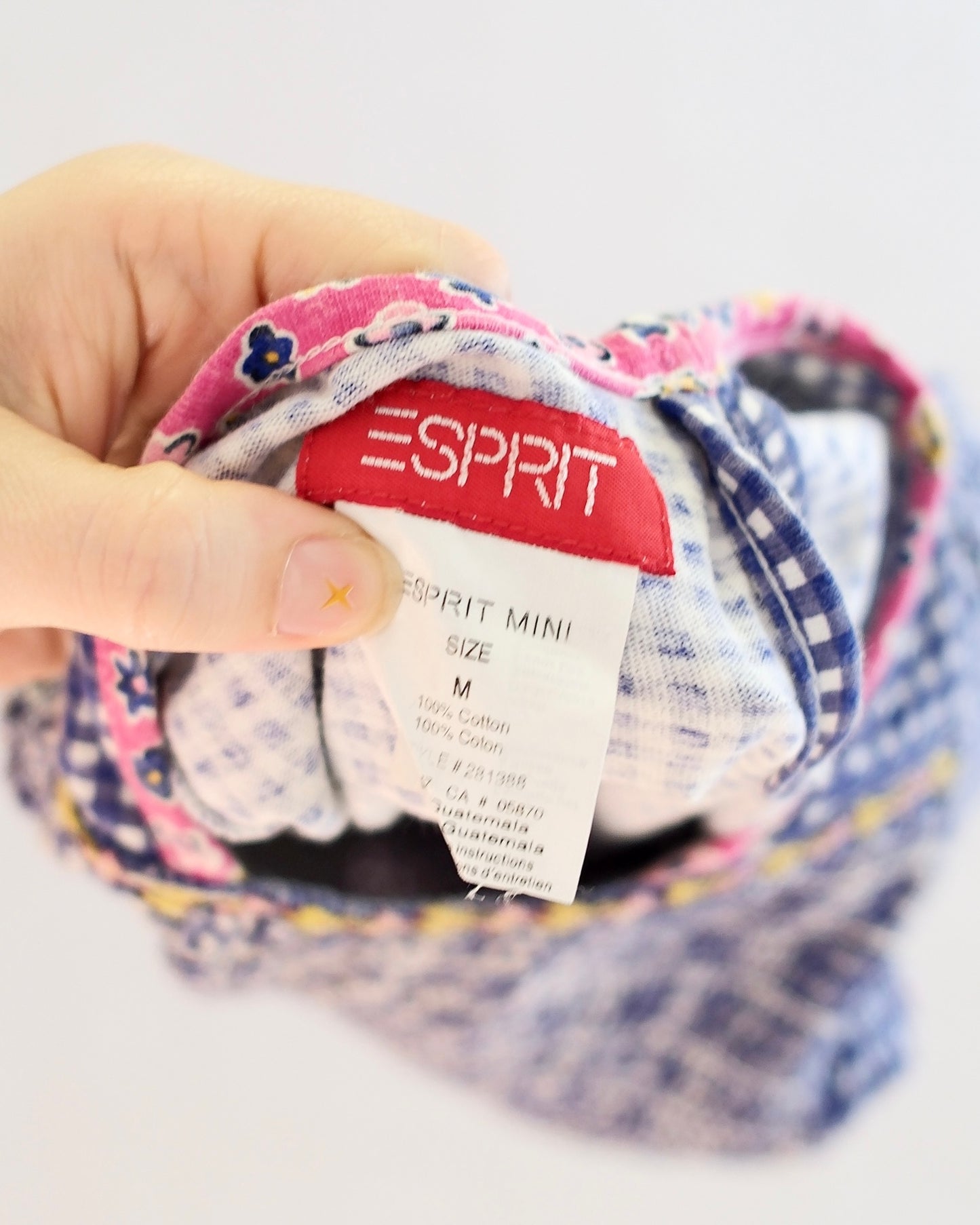 Vintage Esprit Mini Navy Gingham Smocked Kids Dress: 6y
