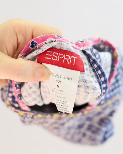 Vintage Esprit Mini Navy Gingham Smocked Kids Dress: 6y