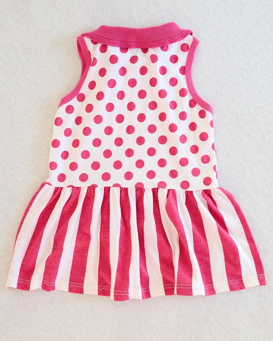 Vintage Ronnie Togs Pink Polka Dot and Stripe Peplum Kids Tank Top: Size 6y