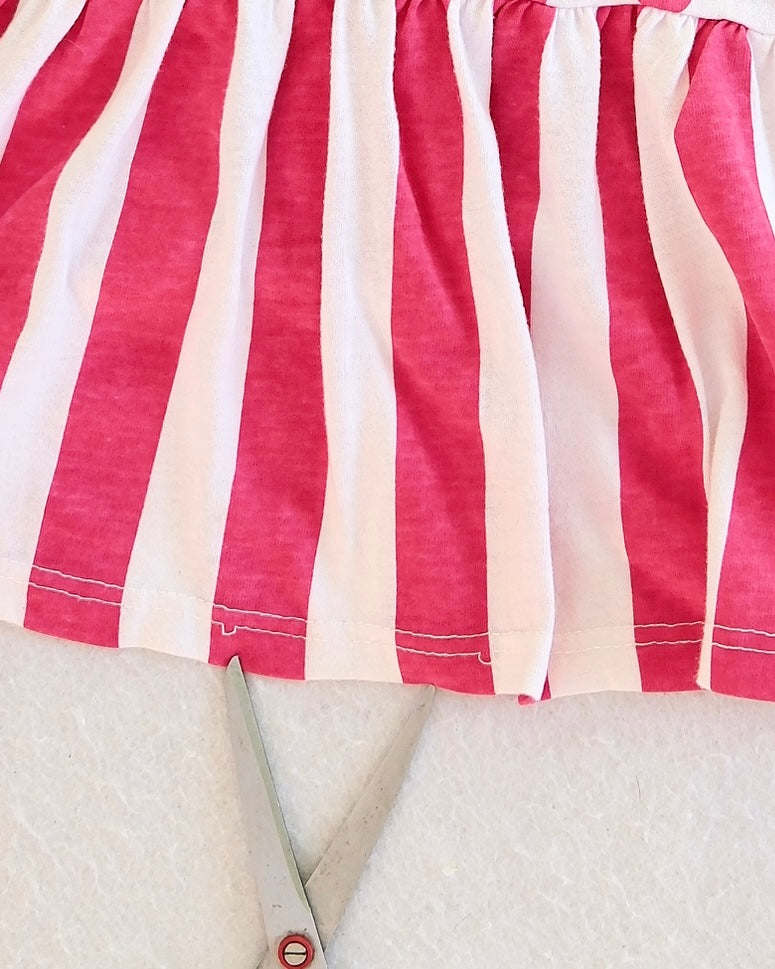 Vintage Ronnie Togs Pink Polka Dot and Stripe Peplum Kids Tank Top: Size 6y