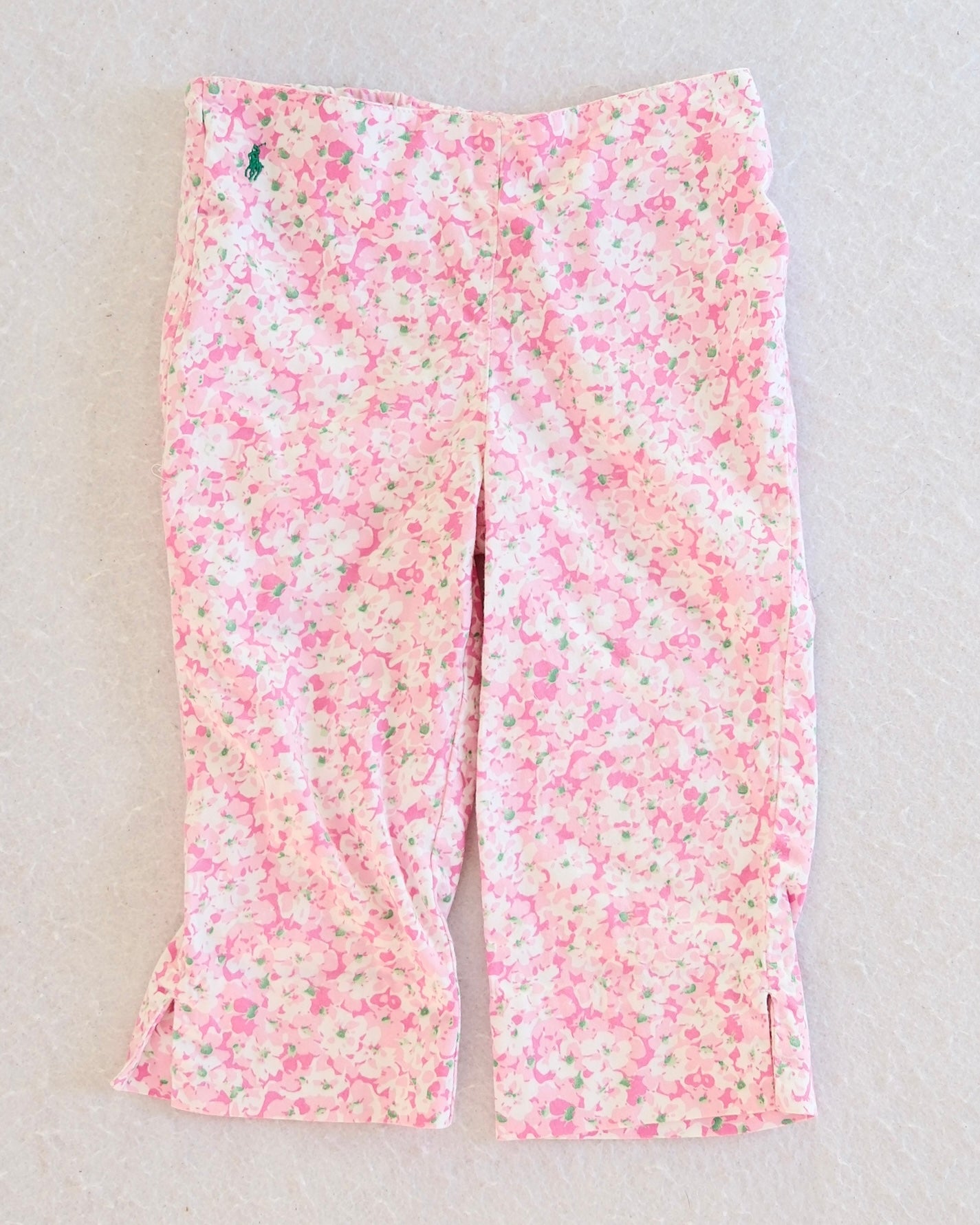 Y2K Ralph Lauren Pink Floral Kids Crop Pants: Size 6y