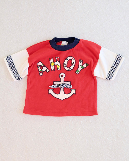 Vintage Liberty Red "Ahoy" Anchor Toddler Tee: 2T?
