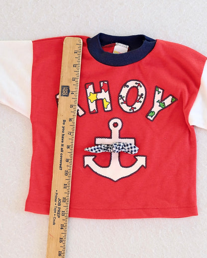Vintage Liberty Red "Ahoy" Anchor Toddler Tee: 2T?