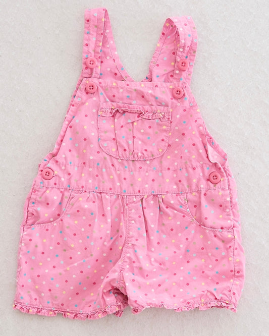 Y2K OshKosh B'Gosh Pink Polka Dot Ruffle Shortalls: 12m